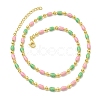 Brass Enamel Column Link Chain Necklaces NJEW-H039-09B-03G-2