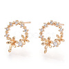 Brass Micro Pave Clear Cubic Zirconia Stud Earring Findings KK-T054-51G-NF-2