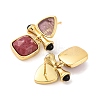 Ion Plating(IP) Natural Amethyst and Natural Rhodonite Stud Earring Findings EJEW-U014-01C-2