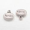 Flat Oval Carved Word Familia Tibetan Silver Message Charms X-LF9241Y-2