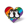 Rainbow Color Pride Flag Heart with Penguin Enamel Pin JEWB-G019-17B-1