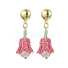 Handmade Glass Seed Beads Flower Stud Earrings EJEW-MZ00277-01-1