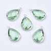 Silver Color Plated Brass Glass teardrop X-GLAA-M006-A-01S-1