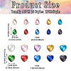 Pandahall 40Pcs 20 Styles Faceted Glass Rhinestone Pendants GLAA-TA0001-44-3