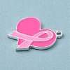 Breast Cancer Pink Awareness Ribbon Theme Alloy Enamel Pendants ENAM-A147-01C-2