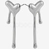 1 Pair Stylish Heart Tassel 304 Stainless Steel Stud Earrings for Women WI4512-1-1