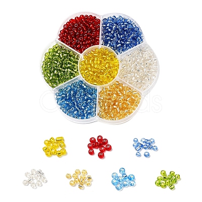 7 Colors Glass Round Seed Beads SEED-YW0001-24C-01-1