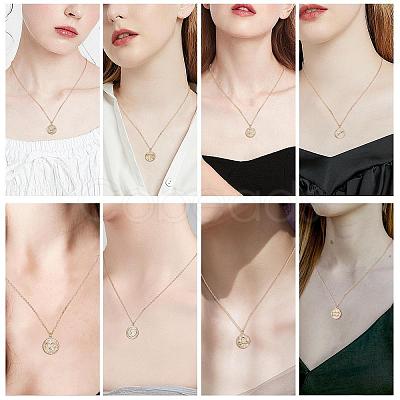 925 Sterling Silver 12 Constellation Necklace Gold Horoscope Zodiac Sign Necklace Round Astrology Pendant Necklace with Zircons Birthday Jewelry Gift for Women Men JN1089B-1