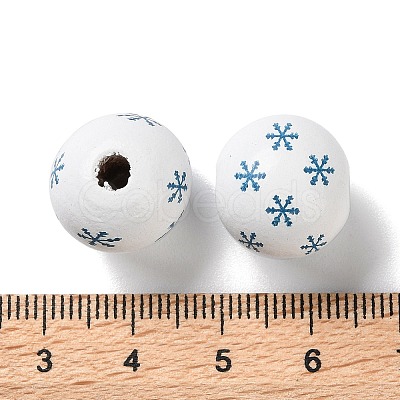 Printed Wood European Beads WOOD-Z002-08F-1