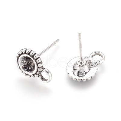 Antique Silver Tibetan Style Alloy Stud Earring Findings X-TIBE-A20145-AS-FF-1