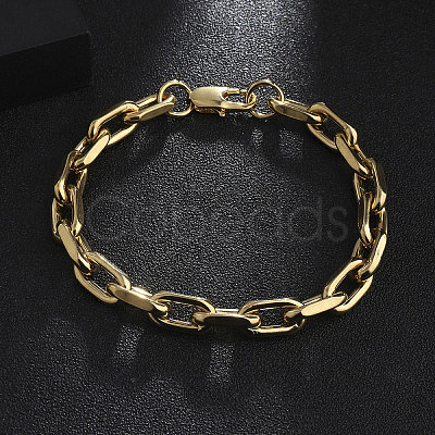 201 Stainless Steel Oval Link Chain Bracelets for Men BJEW-R313-07G-1