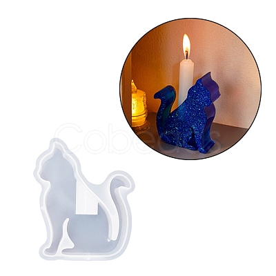 Lovely Cat Shape Candlestick Silhouette Silicone Molds SIMO-C010-01D-1