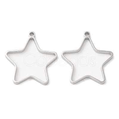 Non-Tarnish 304 Stainless Steel Open Back Bezel Star Pendants STAS-Z040-01P-1