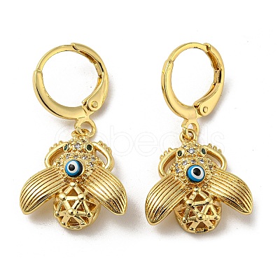 Real 18K Gold Plated Brass Dangle Leverback Earrings EJEW-A033-24G-1