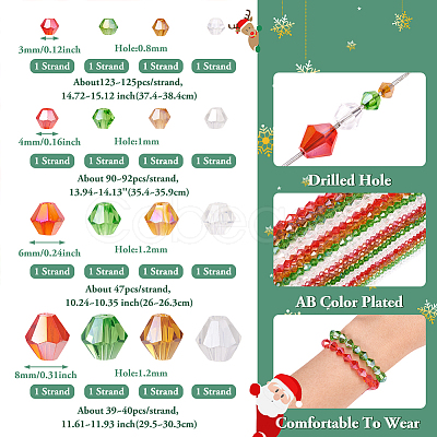 Pandahall 16 Strands 16 Style Christmas Theme Transparent Electroplate Glass Beads Strands EGLA-TA0001-25-1