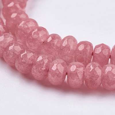 Natural White Jade Bead Strands G-R171-6x8mm-06-1