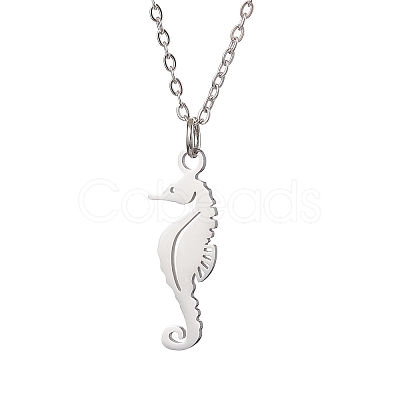 Non-Tarnish Ocean Theme Pendant Necklaces NJEW-JN04871-1