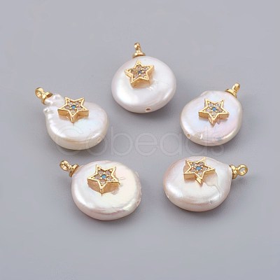 Natural Cultured Freshwater Pearl Pendants PEAR-F008-18G-1