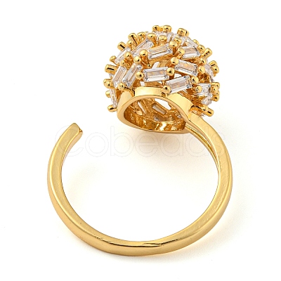 Brass Micro Pave Cubic Zirconia Open Finger Ring RJEW-C069-10G-1