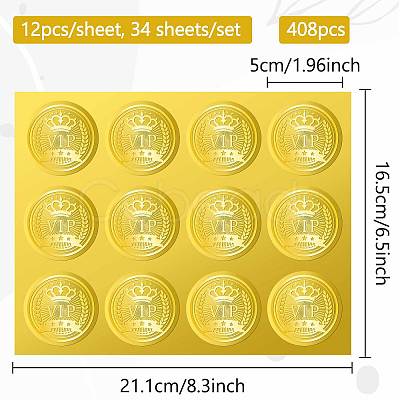 34 Sheets Self Adhesive Gold Foil Embossed Stickers DIY-WH0509-030-1