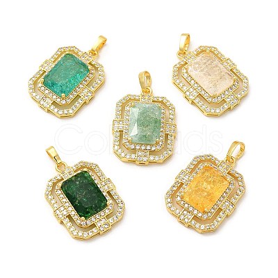 Rack Plating Brass & Crushed Ice Cut Cubic Zirconia Pendants KK-H438-03G-A-1