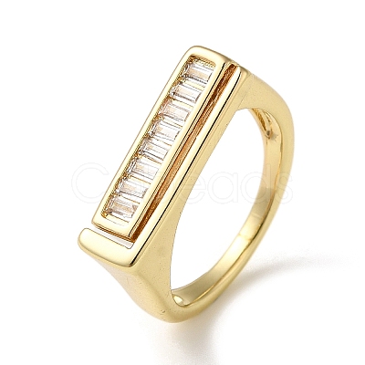 Rack Plating Real 18K Gold Plated Brass Micro Pave Clear Cubic Zirconia Finger Rings RJEW-M162-05G-02-1