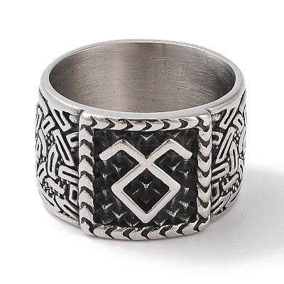 Viking 304 Stainless Steel Rune Finger Rings RJEW-U005-09A-AS-1