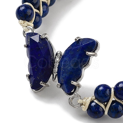 Natural Lapis Lazuli Braided Round Bead Bracelets BJEW-K251-06L-1