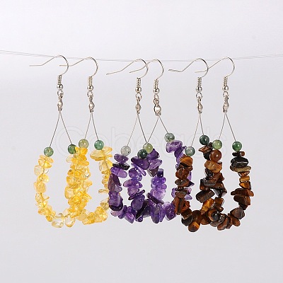 Natural  Gemstone Dangle Earrings EJEW-JE01411-1