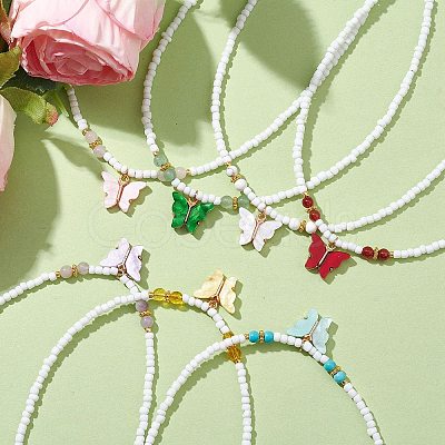 Glass Beads Necklaces NJEW-JN04725-1