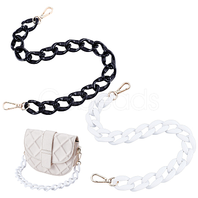 CHGCRAFT 2Pcs 2 Color Resin Curb Chains Bag Straps FIND-CA0005-05-1