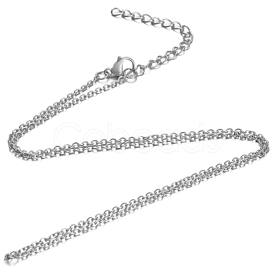 Non-Tarnish 304 Stainless Steel Cable Chain Necklace STAS-T040-PJ204-50-1