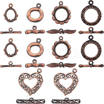 SUPERFINDINGS 10 Sets 5 Styles Brass Toggle Clasps KK-FH0004-14-1