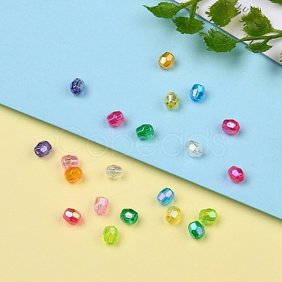 AB Color Plated Eco-Friendly Transparent Acrylic Beads TACR-CJ0001-13-1