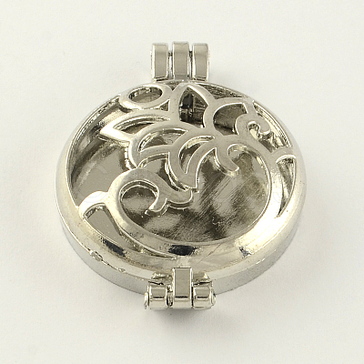 Rack Plating Hollow Brass Diffuser Locket Pendants KK-S650-P-1