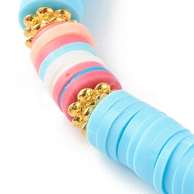 Polymer Clay Heishi Beads Stretch Bracelets Sets for Valentine's Day BJEW-JB06298-01-1