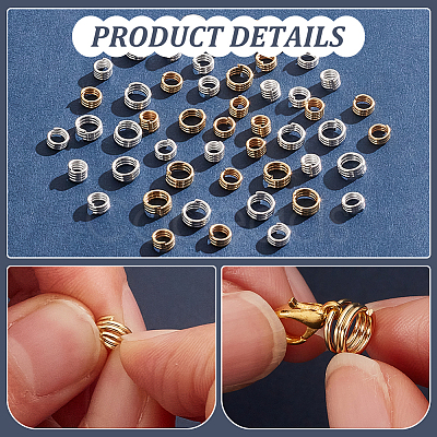 BENECREAT 120Pcs 6 Styles Brass Split Rings KK-BC0012-97-1