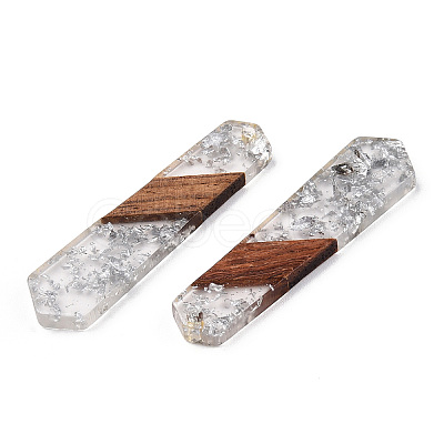 Transparent Resin & Walnut Wood Pendants RESI-TAC0017-05-1