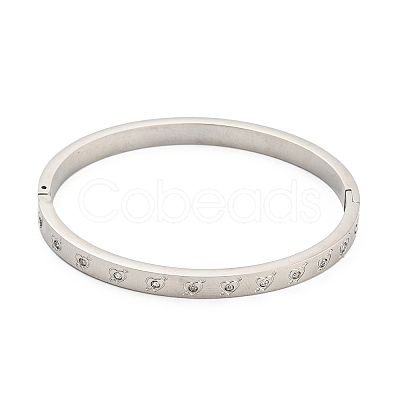 304 Stainless Steel Bangle with Rhinestone BJEW-Q768-01P-1