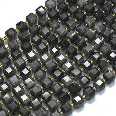 Natural Silver Obsidian Beads Strands G-K389-A41-01-1