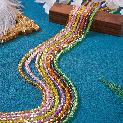 16 Strand 16 Color Transparent Electroplate Glass Beads Strands EGLA-TA0001-23-1