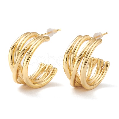 Brass Half Hoop Earrings X-EJEW-A056-07G-1