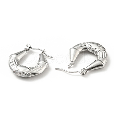 Tarnish Resistant 304 Stainless Steel Twist Teardrop with Cross Hoop Earrings for Women EJEW-G293-09P-1