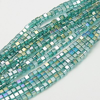 Electroplate Glass Beads Strands X-EGLA-D018-4x4mm-53-1