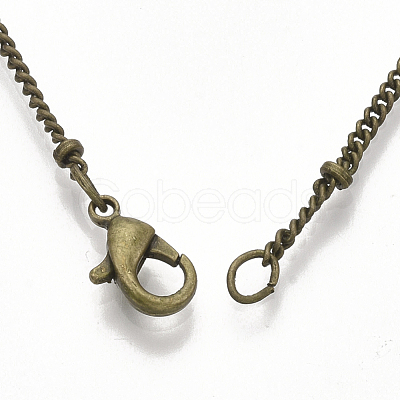 Brass Coated Iron Curb Chain Necklace Making MAK-T006-01AB-1