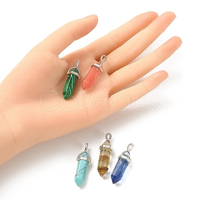 5Pcs 5 Styles Synthetic Mixed Gemstone Pointed Pendants G-YW0001-46-1