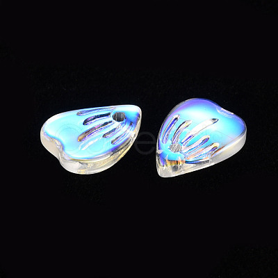 Transparent Spray Painted Glass Charms GLAA-S190-020B-01-1