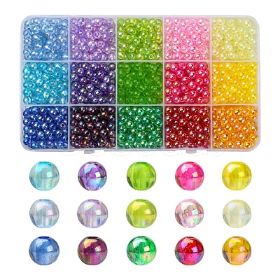 15 Colors Transparent Acrylic Beads DIY-YW0005-36-1