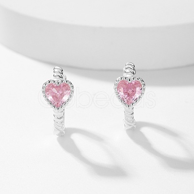 Cubic Zirconia Heart Hoop Earrings AX2868-1-1