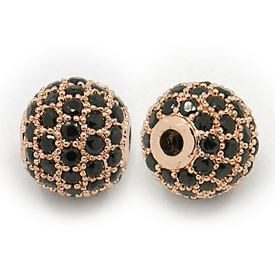 Brass Cubic Zirconia Beads ZIRC-F001-41RG-1